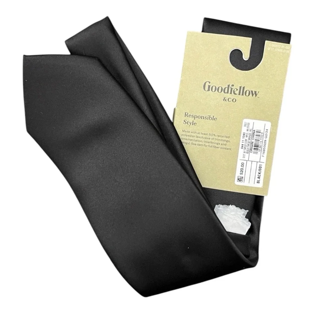 Men's Black Neck Tie -Goodfellow & Co Silky Satin Look Basic 56